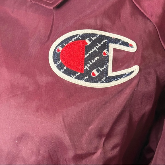 Vintage Champion Women's Burgundy Bomber Jacket size S oversized cropped - Picture 2 of 14